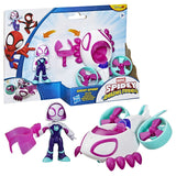 SPIDEY SI PRIETENII LUI UIMITORI MARVEL SET FIGURINA GHOST SPIDER SI VEHICUL COPTER 7.6CM