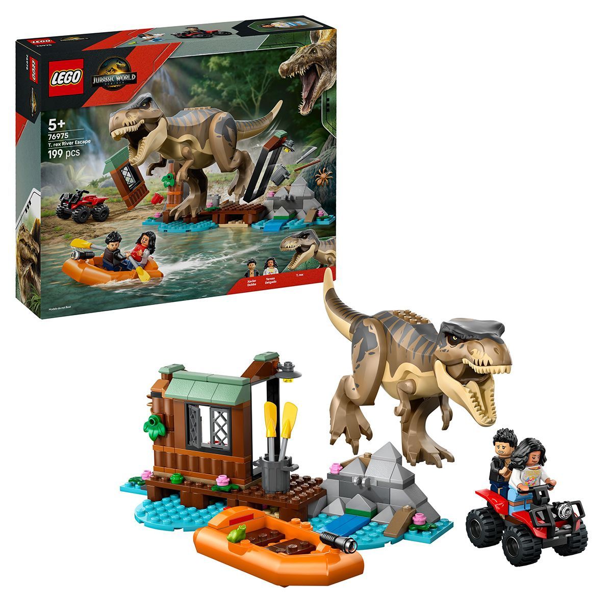 LEGO JURASSIC WORLD RENASTEREA EVADARE PE RAU DIN CALEA UNUI T REX 76975