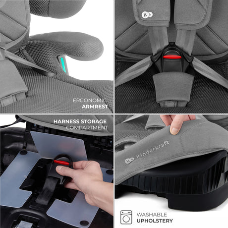 SCAUN AUTO KINDERKRAFT FIX2GO 76-150 CM, GREY