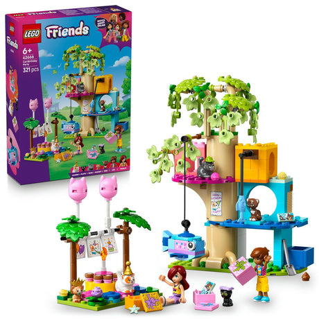 LEGO FRIENDS PETRECERE DE ZIUA DE NASTERE A PISICII SI CASUTA IN COPAC 42666