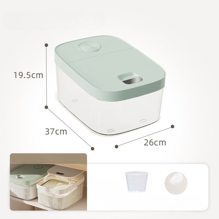 Cutie de Depozitare Vivimall, de Uz Casnic, Rezistentă la Insecte și la Umiditate, Rezervor Sigilat pentru Depozitare Alimentară, Capacitate 10 kg, 37x26x19.5 cm, Verde - vivimall.ro