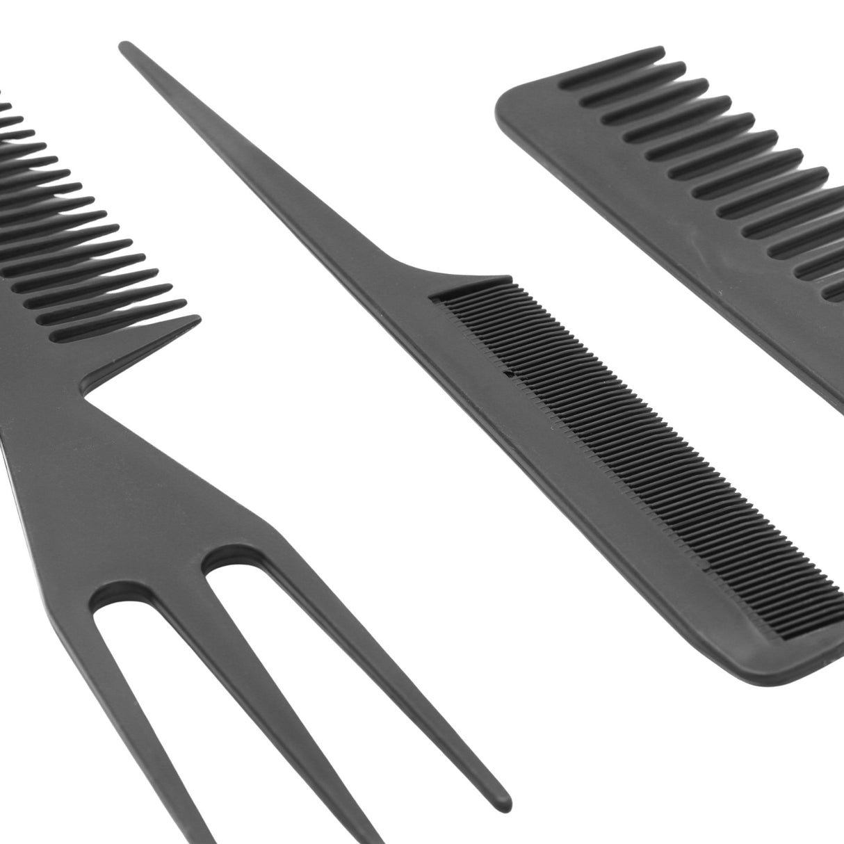 Set piepteni profesionali pentru coafat, Flippy, 10 bucati, PP + Otel inoxidabil, 18,5–22 cm, Rezistenti la caldura, Negru - vivimall.ro