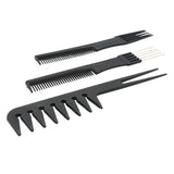 Set piepteni profesionali pentru coafat, Flippy, 10 bucati, PP + Otel inoxidabil, 18,5–22 cm, Rezistenti la caldura, Negru - vivimall.ro