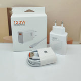 Incarcator Retea Super Charge pentru Telefon, Vivimall, 120W Standard UE, Port USB-B cu Cablu TYPE-C de 1m Inclus, Alb - vivimall.ro