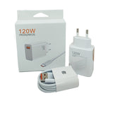 Incarcator Retea Super Charge pentru Telefon, Vivimall, 120W Standard UE, Port USB-B cu Cablu TYPE-C de 1m Inclus, Alb - vivimall.ro