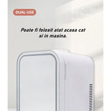 Mini frigider cosmetice, Vivimall, dubla functie de incalzire/racire, portabil, 12L, alb - vivimall.ro