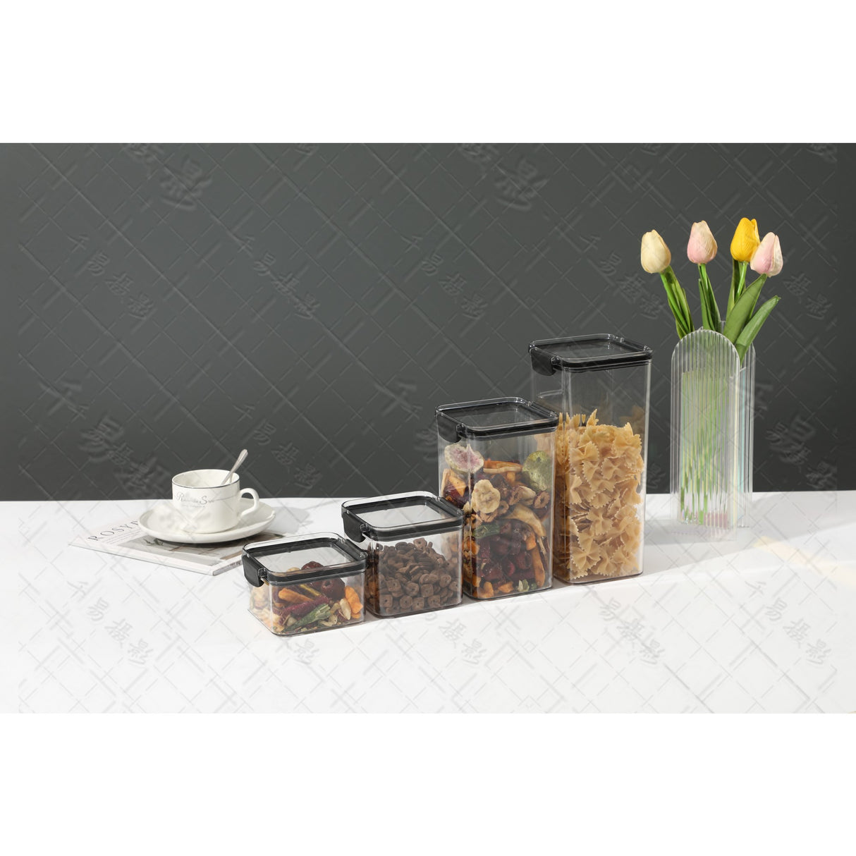 Recipient Din Plastic, Pentru Alimente/Obiecte, Inchidere Ermetica, 10.2 X 18.5 Cm, 1300 Ml, Transparent - vivimall.ro