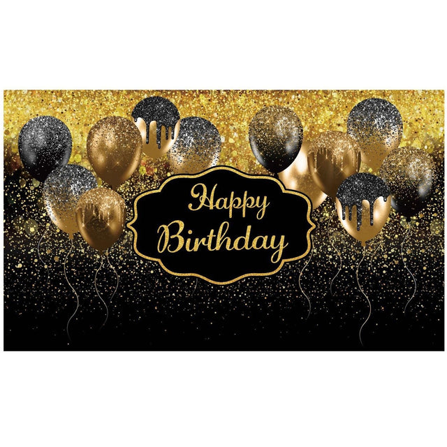 Banner Tip Fundal pentru Poze, Flippy, din Panza, 185 x 110 cm, Sfoara 6 m, Prindere in 4 Colturi, Negru/Auriu - vivimall.ro