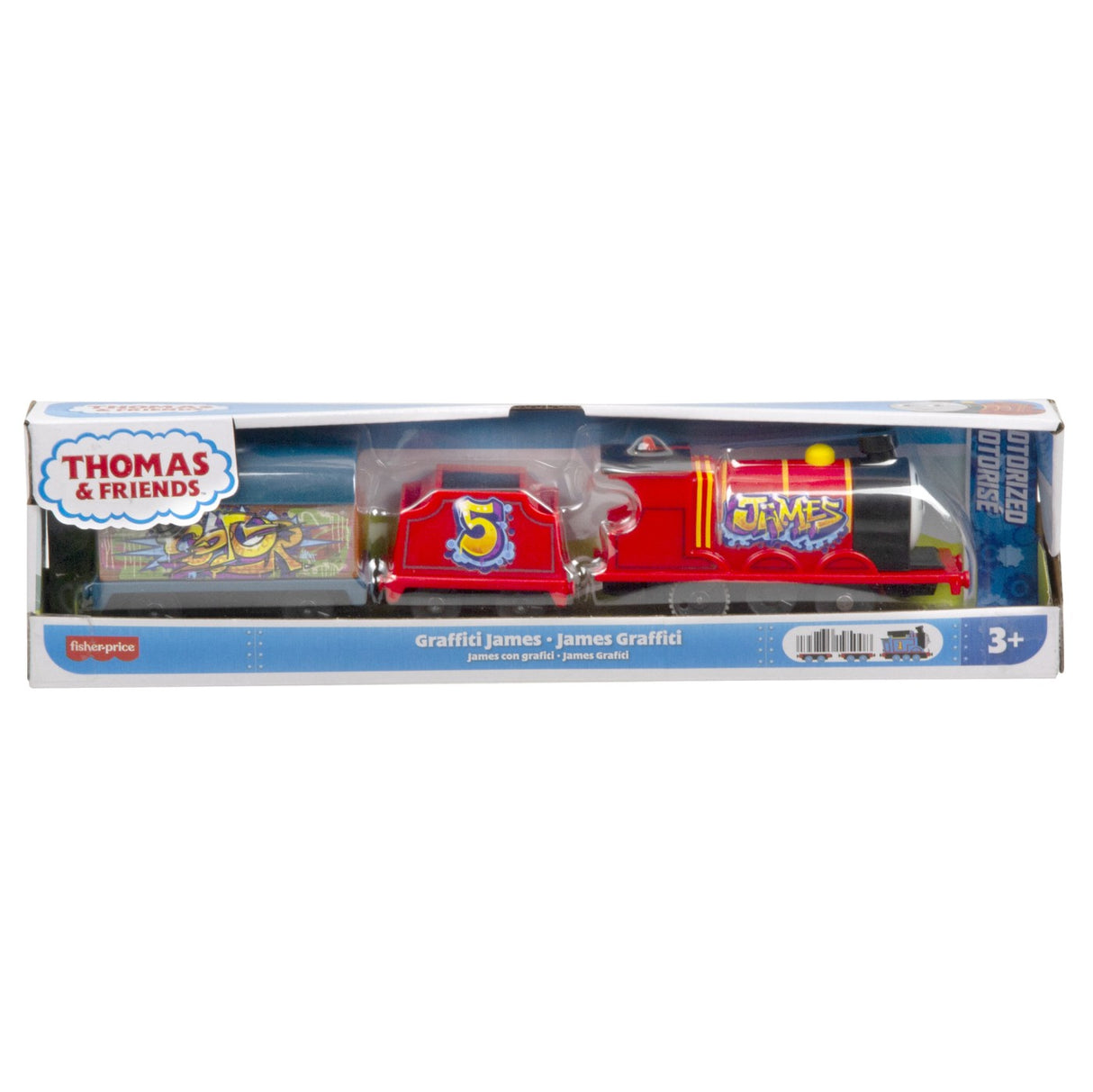 THOMAS LOCOMOTIVA MOTORIZATA GRAFFITI JAMES CU 2 VAGOANE