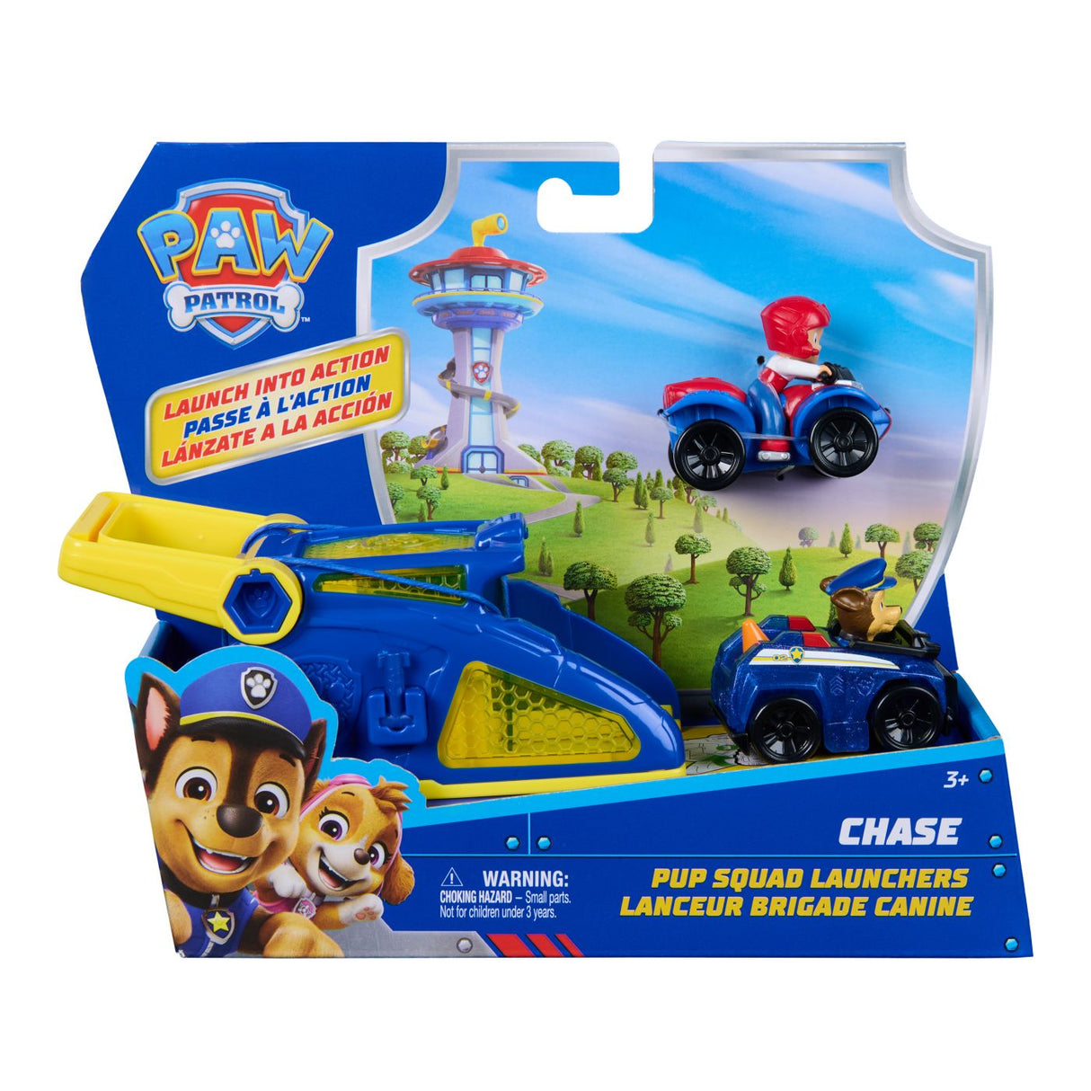 PATRULA CATELUSILOR SET FIGURINA CHASE SI VEHICUL CU LANSATOR