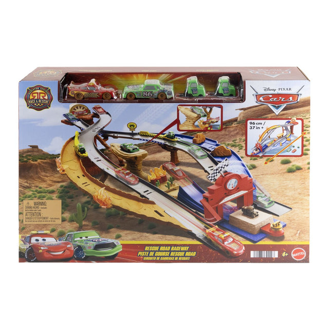 CARS RACE AND RESCUE SET DE JOACA CURCUIT DE SALVARE SI 3 MASINUTE METALICE