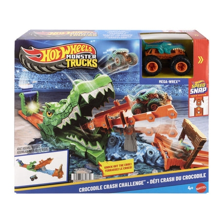 HOT WHEELS MONSTER TRUCK SET DE JOACA PROVOCAREA CROCODILULUI CU MASINUTA MEGA WREX