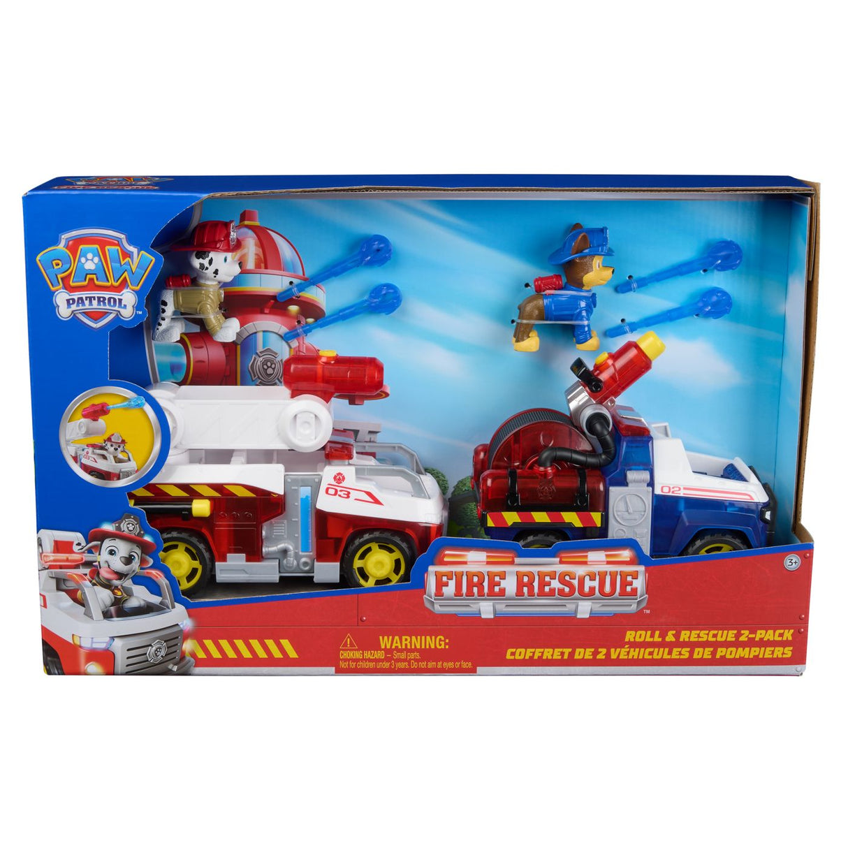 PATRULA CATELUSILOR SET 2 VEHICULE DE SALVARE MASINI DE POMPIERI CU FIGURINE