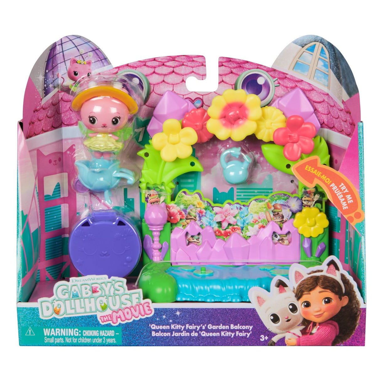 GABBYS DOLLHOUSE FILMUL SET BALCONUL GRADINA FERMECATA SI FIGURINA KITTY CU ACCESORII