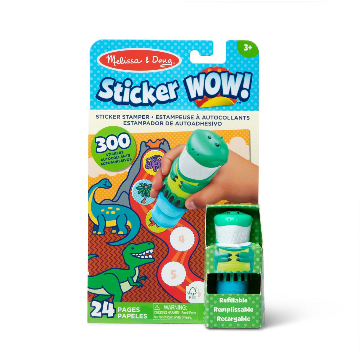 MELISSA AND DOUG STICKER WOW SET DE JOACA AUTOCOLANTE SI STAMPILA REINCARCABILA DINOZAUR