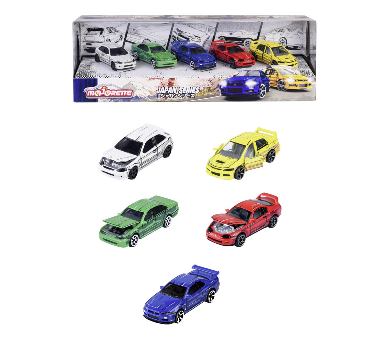 MAJORETTE JAPAN SERIES SET 5 MASINUTE SCARA 1:64