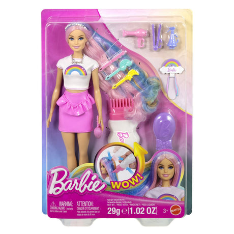 BARBIE SET PAPUSA BARBIE CU PAR STRALUCITOR CURCUBEU SI ACCESORII