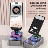 Suport Telefon cu Boxa Bluetooth, Flippy, Rotativ, Compact, Wireless, 18 x 9 cm, Negru - vivimall.ro