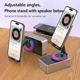 Suport Telefon cu Boxa Bluetooth, Flippy, Rotativ, Compact, Wireless, 18 x 9 cm, Negru - vivimall.ro
