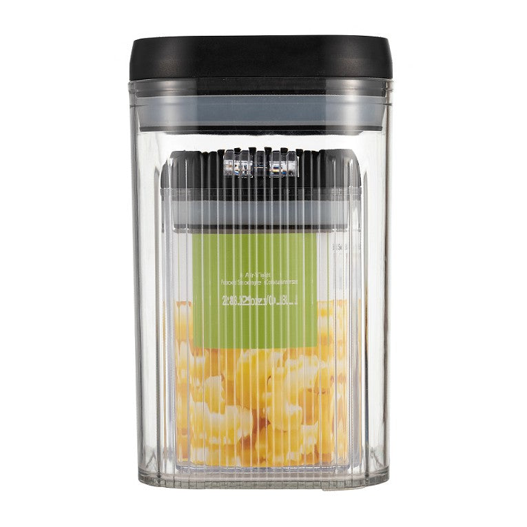 Cutii De Depozitare Alimente, Set Din 2 Cutii De Tip Container De 0.8 Si 1.3 L, Recipiente Pentru Cereale In Bucatarie, Transparente Cu Capac Negru - vivimall.ro