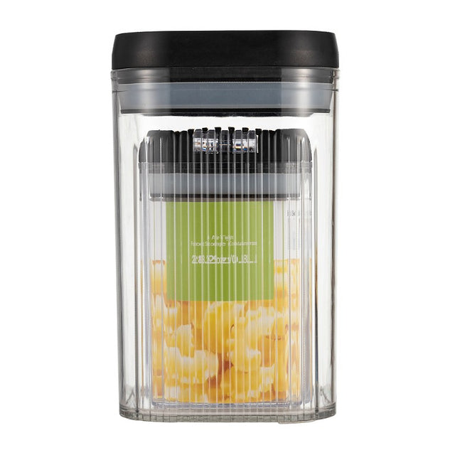 Cutii De Depozitare Alimente, Set Din 2 Cutii De Tip Container De 0.8 Si 1.3 L, Recipiente Pentru Cereale In Bucatarie, Transparente Cu Capac Negru - vivimall.ro