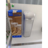 Cutii de Depozitare Alimente, Vivimall, Set din 2 Cutii de tip Container, Recipiente pentru Cereale in Bucatarie, 1.2 L-10x30.5 cm, 2.5 L-12.5x12.5x36.5 cm, Transparente cu Capac Alb - vivimall.ro