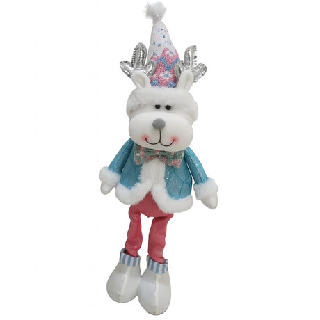 Figurina de Craciun Ren cu Palarie, Flippy, Figurina Decorativa Ren de Craciun pentru Sarbatorile de Iarna, 52 x 17 x 8 cm, Multicolor - vivimall.ro