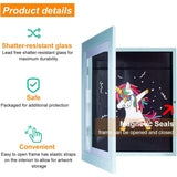 Rama Foto Vivimall, cu Magnet, din Lemn, cu Spatiu Pentru Depozitare, Pentru Desene si Picturi A4, Sticla Securizata, Rama MDF, 21x30 cm, Albastru - vivimall.ro