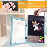 Rama Foto Vivimall, cu Magnet, din Lemn, cu Spatiu Pentru Depozitare, Pentru Desene si Picturi A4, Sticla Securizata, Rama MDF, 21x30 cm, Albastru - vivimall.ro