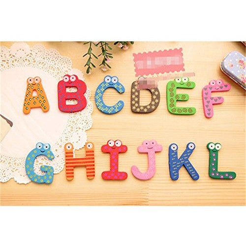Set 26 Magneti de Frigider pentru Copii, Vivimall, Model Alfabet A-Z, Figurine Amuzante, din Lemn, Multicolor - vivimall.ro