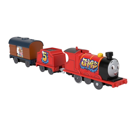 THOMAS LOCOMOTIVA MOTORIZATA GRAFFITI JAMES CU 2 VAGOANE