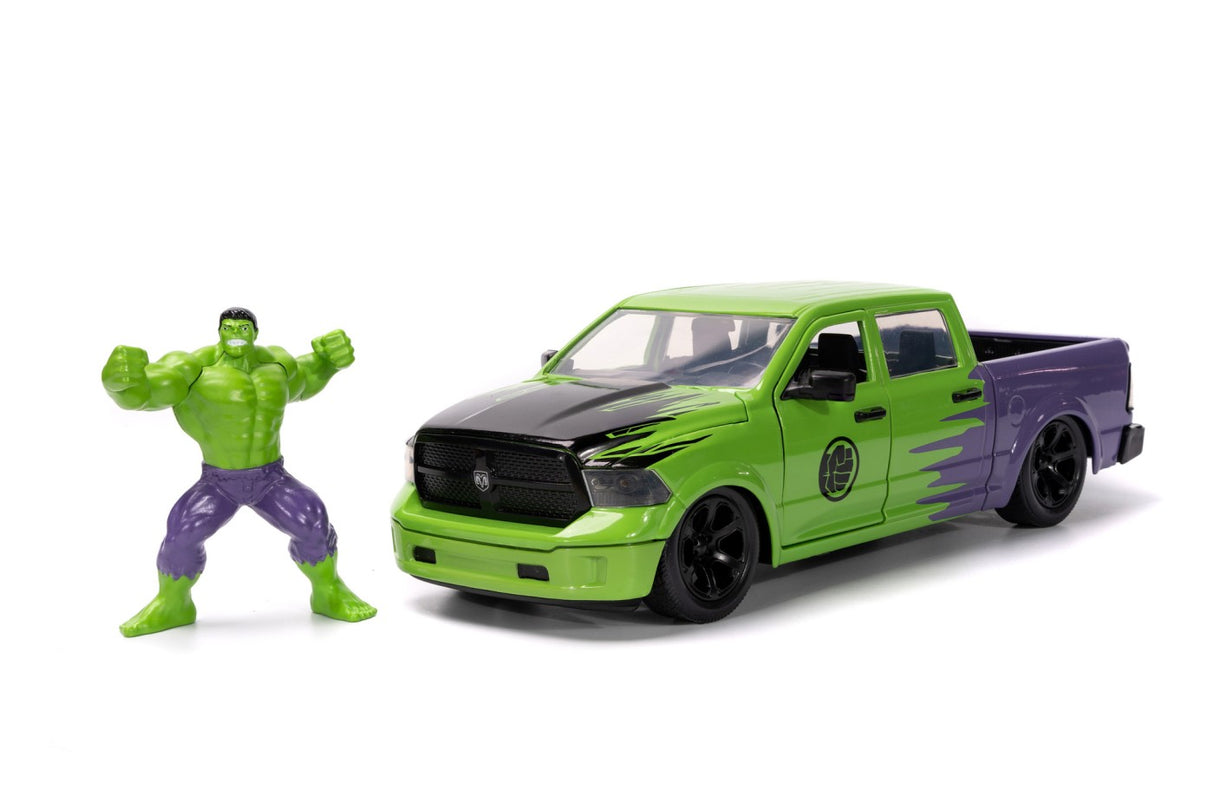 JADA MARVEL SET FIGURINA HULK SI MASINUTA METALICA RAM 1500 2014 SCARA 1:24