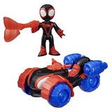 SPIDEY SI PRIETENII LUI UIMITORI MARVEL SET FIGURINA MILES SPIN MORALES SI VEHICUL TECHNO RACER 7.6CM