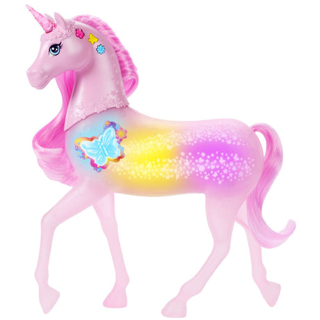 BARBIE UNICORN ROZ CU LUMINI STRALUCITOARE SI SUNETE