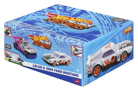 HOT WHEELS SET 2 MASINUTE METALICE PULL BACK LOLUX SI 1969 FORD MUSTANG 1:43