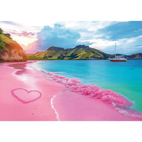 PUZZLE TREFL 1000 COLECTIA SUA PLAJA TROPICALA ROZ POSTER INCLUS