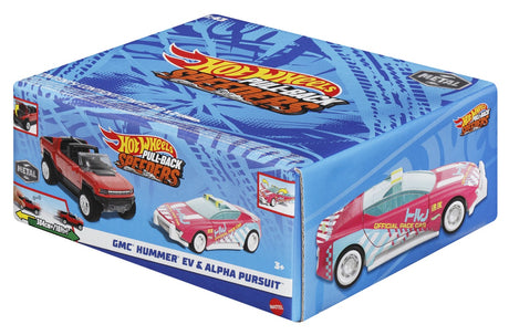 HOT WHEELS SET 2 MASINUTE METALICE PULL BACK GMC HUMMER EV SI ALPHA PURSUIT 1:43