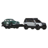 HOT WHEELS TRANSPORTATOR LAND ROVER DEFENDER 110 2023 CU MASINUTA JAGUAR MK1 SCARA 1 LA 64