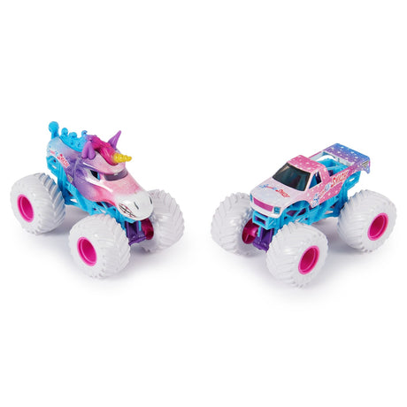 MONSTER JAM SET 2 MASINUTE METALICE SPARKLE SMASH SCARA 1:64
