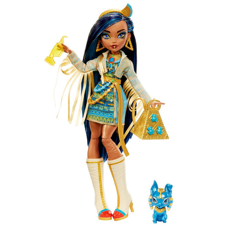 MONSTER HIGH PAPUSA CLEO DENILE CU ANIMALUT SI ACCESORII