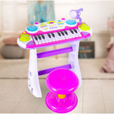 INSTRUMENT MUZICAL PIANINA ELECTRONICA MALPLAY CU SCAUN SI MICROFON 45 CM INALTIME ROZ