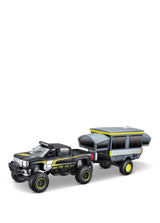 MAISTO MASINUTA METALICA 4X4 REBELS RUGGED ADVENTURES CU REMORCA NEGRU