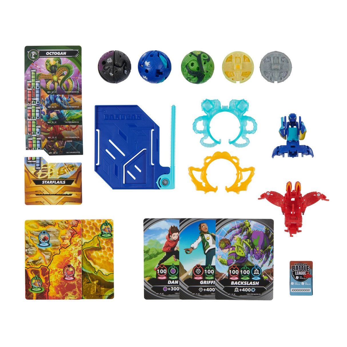 BAKUGAN SET DE LUPTA NILLIOUS, MANTID, BRUISER, OCTOGAN SI TROX