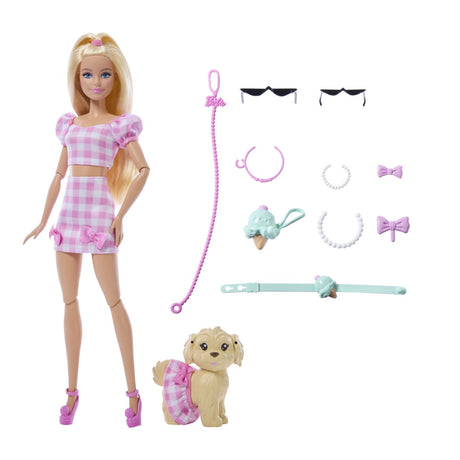BARBIE TWINNING LOOKS SET PAPUSA BARBIE BLONDA SI CATEL CU ACCESORII