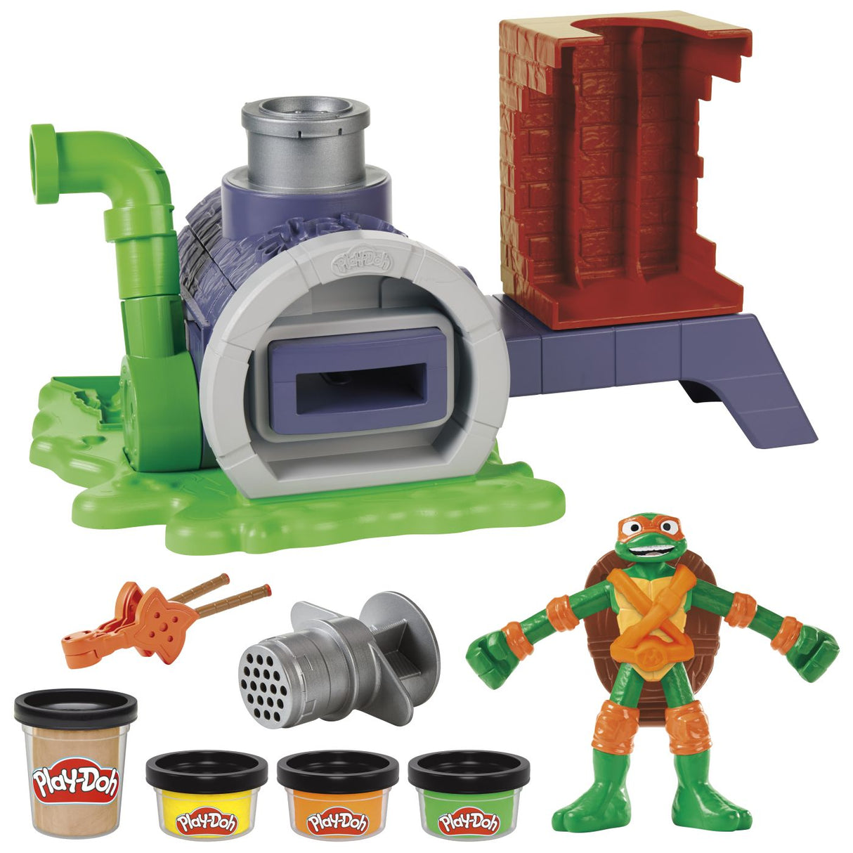 PLAY DOH POVESTIRI CU TESTOASE NINJA ADOLESCENTE MUTANTE SET PIZZA TAIE SI ARUNCA