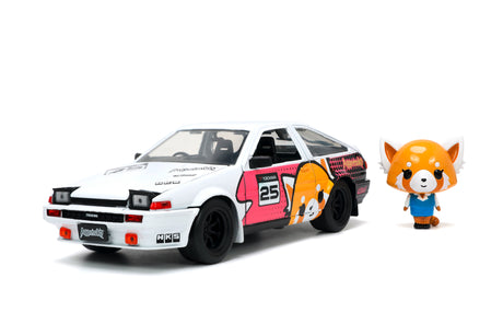 JADA AGGRETSUKO SET MASINUTA METALICA SI FIGURINA AGGRETSUKO SI TOYOTA TRUENO SCARA 1:24