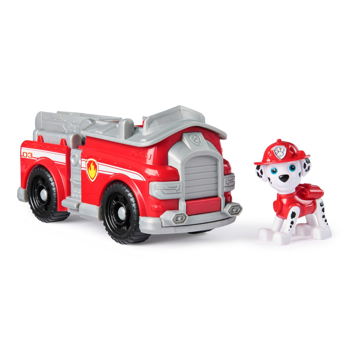 PATRULA CATELUSILOR SET VEHICUL DE BAZA MASINA DE POMPIERI SI FIGURINA MARSHALL