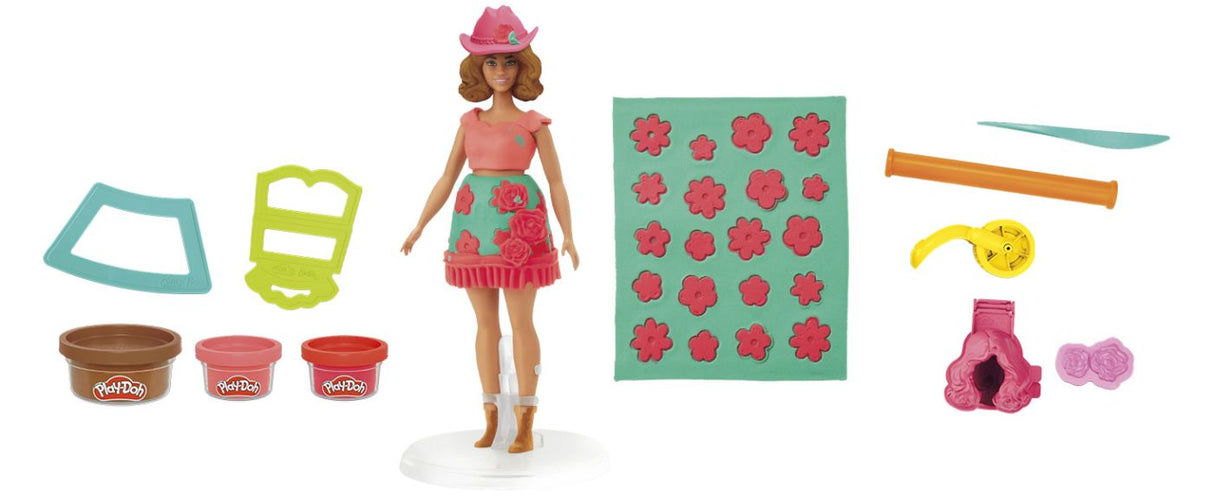 PLAY DOH BARBIE SET CREATII VESTIMENTARE CU FLORI SI FRANJURI COWBOY