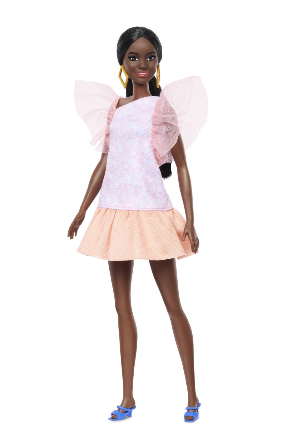 PAPUSA BARBIE FASHIONISTA  AFRO-AMERICANA CU ROCHIE PEACH