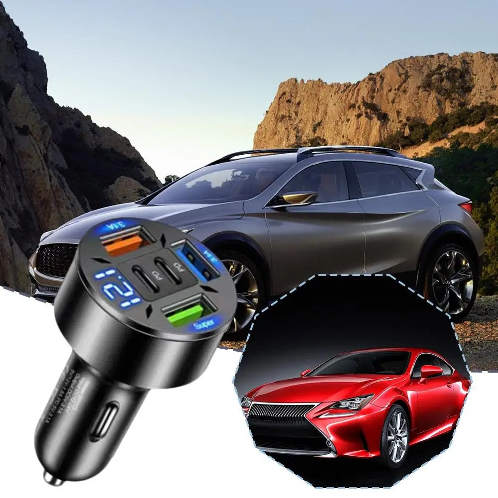 Incarcator Auto 5 in 1, Vivimall, 3 x Port USB Fast Charge QC3.1 si 2 x Type C, PD 65W, Negru - vivimall.ro
